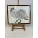 A Chinese watercolour on rice paper of a swan. Image W:40cm x H:50cm