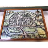 Two framed maps - one dated 1969 being a water coloured-photocopy of Brauns 1610 reproduction of
