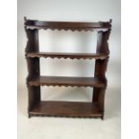 A small set of Victorian mahogany wall shelves. W:63cm x D:21cm x H:80cm.