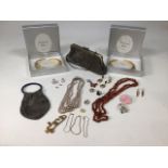 A selection of costume jewellery including two metal chokers (unsigned) in Christian Dior boxes) a
