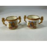Two Paragon china two handled loving cups.