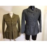 Danish Army wool jacket together with a ladies military dress jacket - no insignia