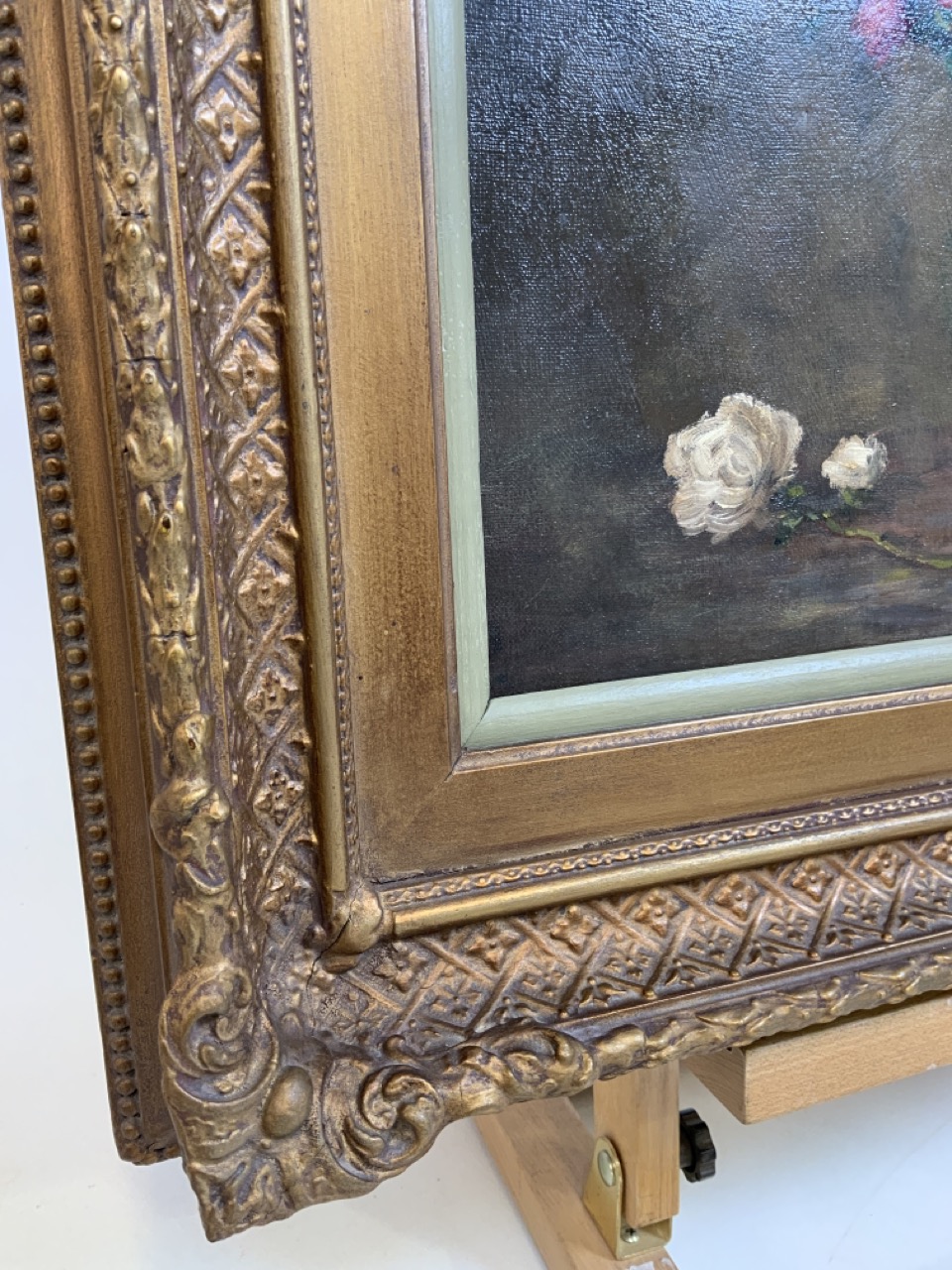 An oil on canvas still life. Unsigned. El Greco Art Galleries label verso. Kings Road London. In - Image 3 of 7