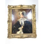 A large oil on canvas portrait in ornate gilt frame. W:63cm x H:77cm