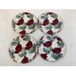 Four Poole pottery poppy plates designed by Janice Tchalenko. W:23cm x D:23cm