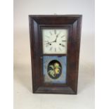 An American wall clock with painted glazed door.