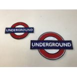 Two cast iron London Underground signs W:27cm x H:19cm Largest