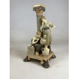 A Royal Dux style figural candlestick on lion feet plinth. H:42cm