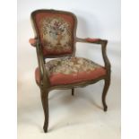 A French fanteil gros point bedroom chair. Seat height H:45cm