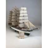 Model ship The Seeadler on stand. W:88cm x D:14cm x H:56cm