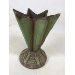 A cast iron Art Deco garden vase W:16cm x H:22cm