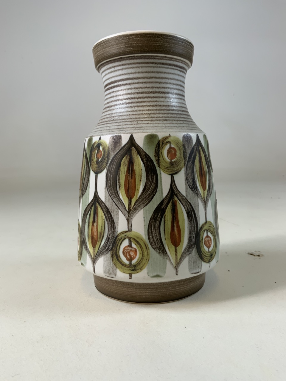 A 1960s Langley pottery peacock vase singed P to base. H:20cm - Image 2 of 4