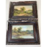 A pair of early 20th century oils on card, unsigned. Image W:25cm x H:16cm