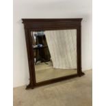 An Edwardian inlaid overmantle mahogany bevelled edge mirror.