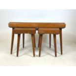 A mid century metamorphic nest of tables into three stools. With Seatable label PROV.PAV NO 1748/