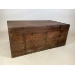 A large teak trunk with military text to top. Major H.W.Baldwin R.E. Trunk with rounded top and