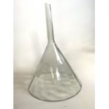 A Large glass funnel. Chips to rims. W:29cm x D:29cm x H:41cm