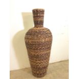 Large wicker pampas grass vase, with open base. W:48.5cm x D:48.5cm x H:122.5cm
