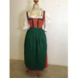 A ladies Austrian national dress costume including dress, blouse and apron size 40