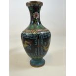 A cloisonne vase, with colourful detail and dragons. H:33cm