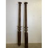 A pair of Victorian bed post . H:228cm