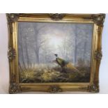 A country oil on canvas of pheasants signed Vincent in gilt frame.