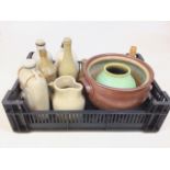 A collection of stoneware pots to include a Candy ware green glazed pot. W:17cm x D:17cm x H:20cm