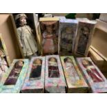 Knightsbridge Collection Porcelain Dolls. Nine boxed dolls including Gillian, Elsie, Carol Xmas