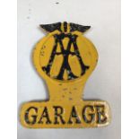 A vintage double sided AA garage sign H:28cm
