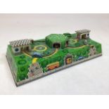 Vintage Russian tin plate clockwork bus toy, with winding key. Circa 1950, in fair play worn