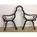 A pair of painted coalbrookdale style bench ends.