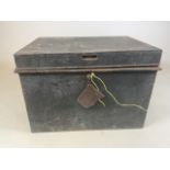 A heavy metal deed box. Chubb and Sons limited 68 st James street sw1. W:60cm x D:45cm x H:40cm