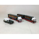 A fleet of early 1990s Eddie Stobart vehicles by Corgi. ERF articulated lorry, Volvo 7.5 tonne