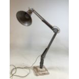 A Herbert Terry square stepped base angle poise lamp - for restoration