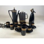 A 1960S Portmeirion Greek key pattern coffee set with matching soda syphon and electric percolator.