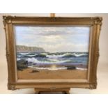ALAN DINSDALE (British 1939-) Shoreline oil on canvas signed lower left,in modern gilt frame with