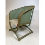 A Lloyd loom style chair with original paint. W:59cm x D:50cm x H:73cm