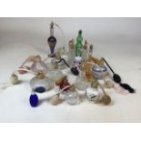 A collection of perfume bottles including Aynsley