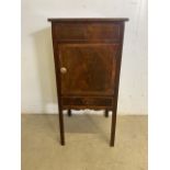 An inlaid mahogany Edwardian pot cupboard with drawer. Shell decoration to top.