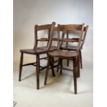 A set of four country oak and elm bar back chairs. H:45cm