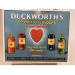 A Duckworths Essences & Colurs cardboard advertising sign W:45cm x H:36cm