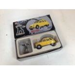 Boxed 1998 Corgi Classics 007 Citroen 2CV and white metal James Bond figure, as featured in the 1981