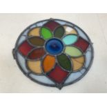 Vintage stained glass roundel A/F W:30cm