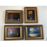 JAY WARD. Four oils on board in gilt frames. W:18cm x H:13cm