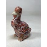 A vintage Chinese Imari porcelain hand painted duck - signed characters to base H:14cm