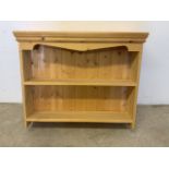 A small set of pine wall shelves.W:79cm x D:17cm x H:68cm