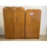 A pair of mid century Art Deco style maple veneered wardrobes. Durable Suites ltd label inside.