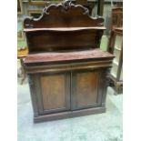 A mahogany chiffonier with two drawers above cupboard with interior shelf. W:108cm x D:48cm x H: