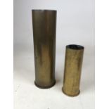 Two WW114 and 3 inch shell cases. Three inch was used in Burma Campaign lightly inscribed with