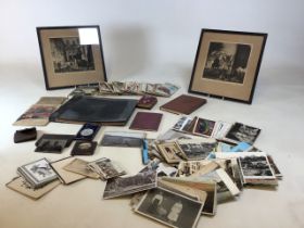 A collection of vintage postcard - mixed subjects together with a photograph album, vintage
